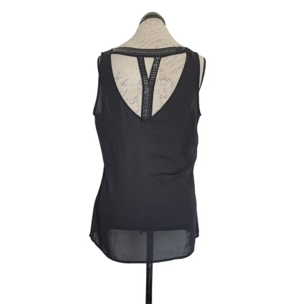 Banana Republic Womens Blouse Tank Size 10 Black Cutout Beaded Emo Punkcore Rock